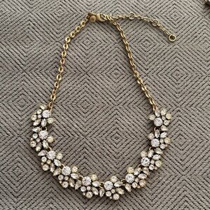 J. Crew Gold and White Crystal Necklace